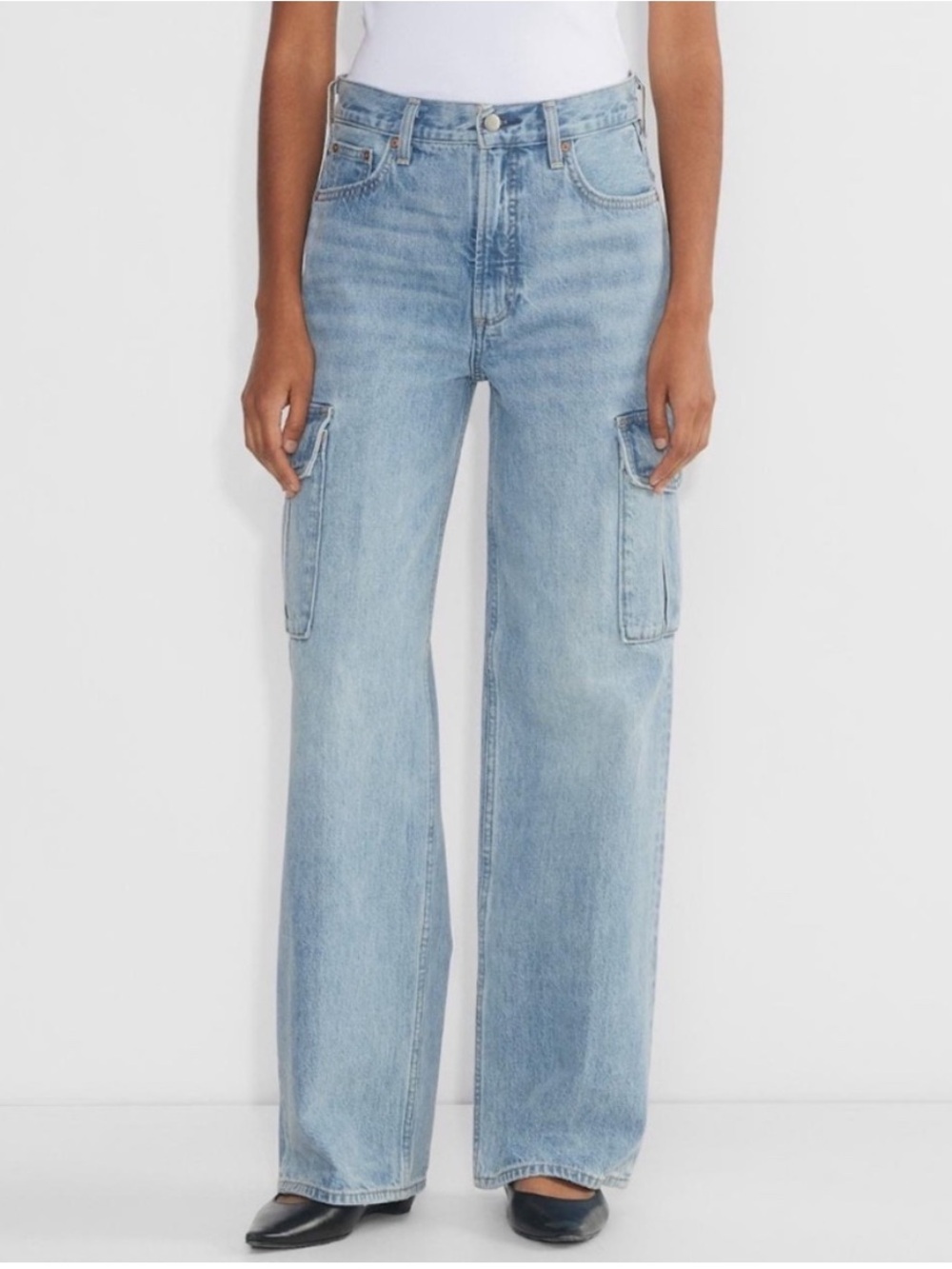 Aritzia Denim Forum The Farrah Hi Rise Wide Cargo Jeans Sz 25/0